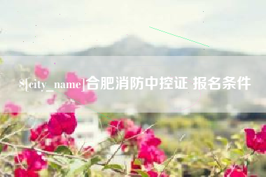 苏州合肥消防中控证 报名条件